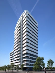 Exterior de la promoción Serprocol diseñada para Touza Arquitectos
