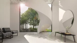 Interior de una de las villa de lujo de la colección Quercus, diseñadas para Bass Houses