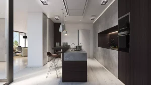 Diseño de cocina con isla para el proyecto Eleven para Nuovit Homes